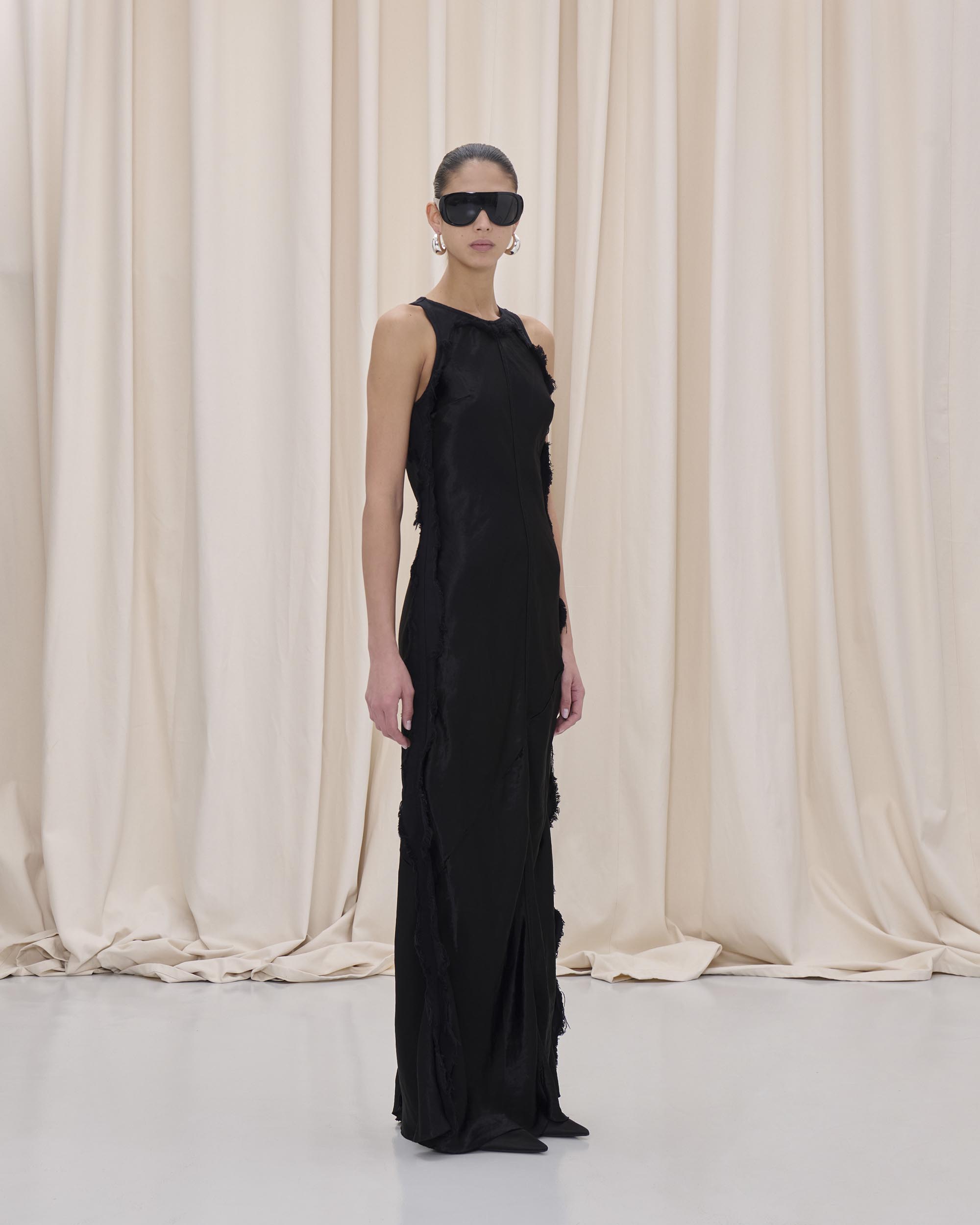 TOTO SATIN BULL DRESS // CARBON – Haikure