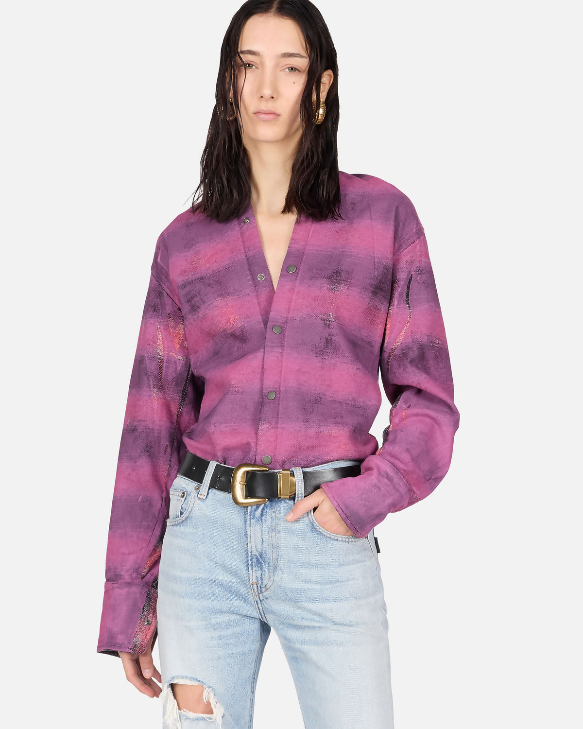 SHONA SHIRT // DIGITAL CHECK BLACK FUXIA