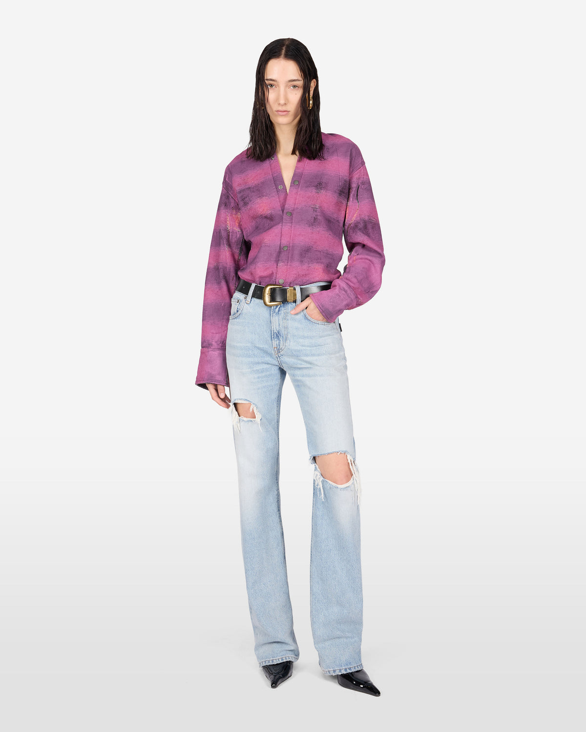 STAR BROKEN DENIM JEANS // MARFA BLUE