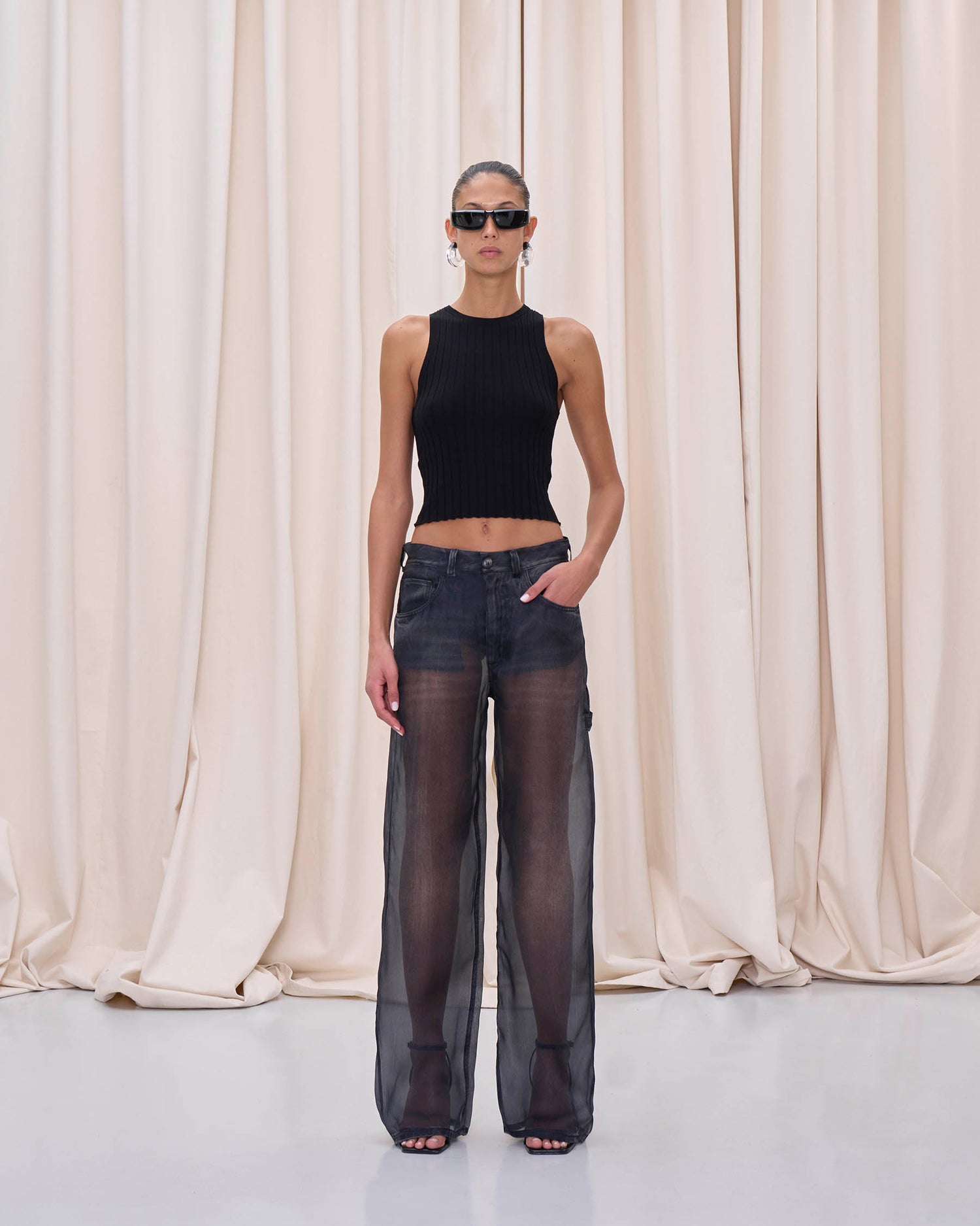 WINONA PANTS // BLACK DENIM PRINT
