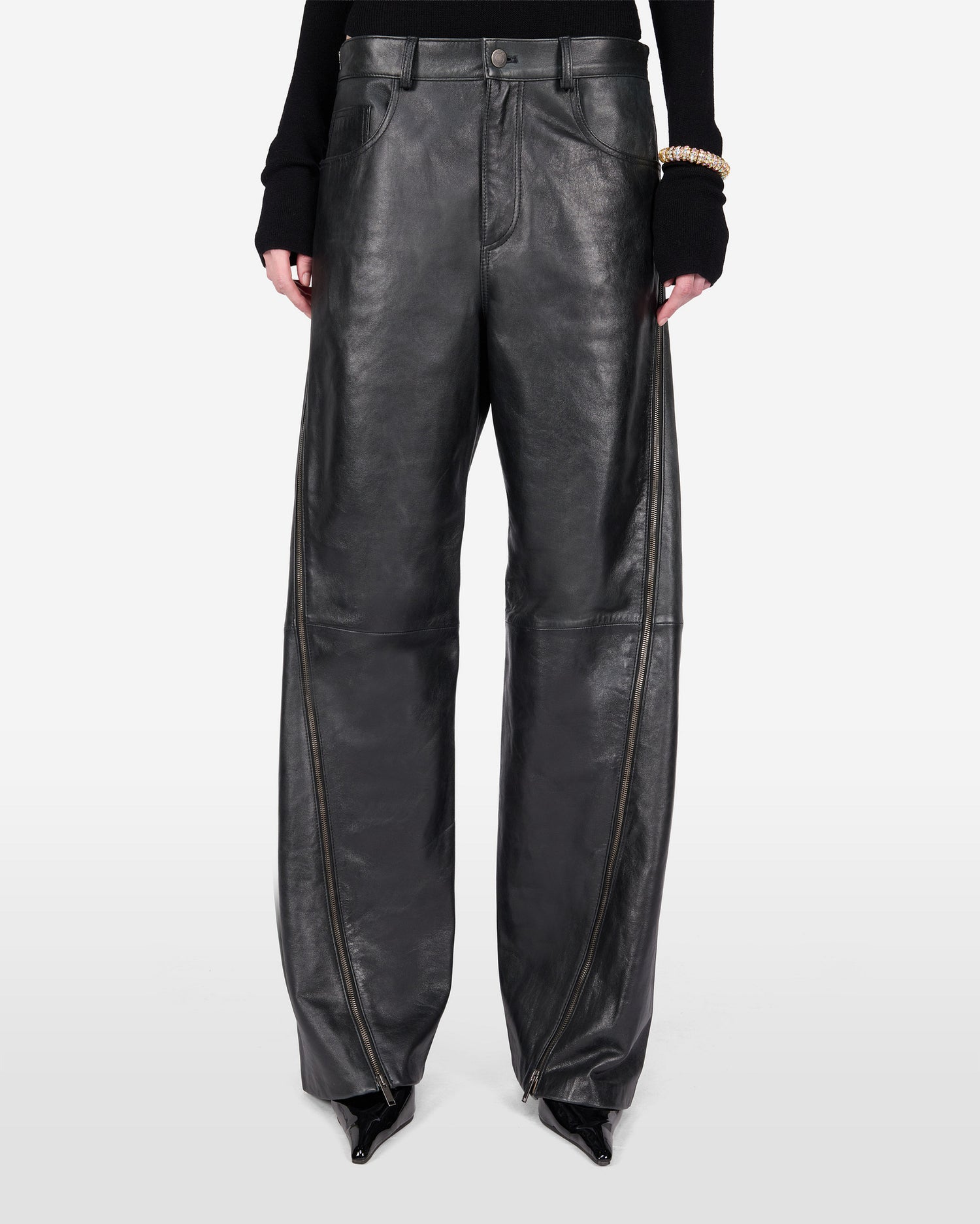 BONNIE ZIP LEATHER PANTS // BLACK