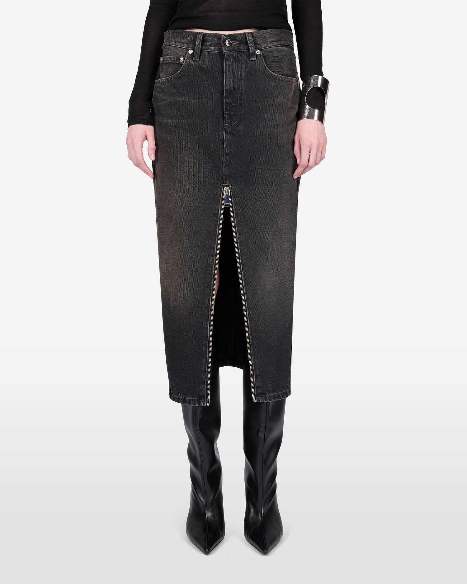MIRA DENIM SKIRT // VINTAGE BLACK
