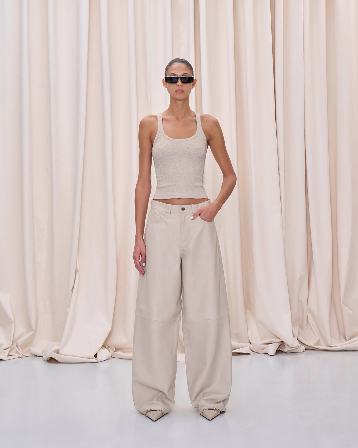 BETHANY LEATHER TROUSERS // IVORY