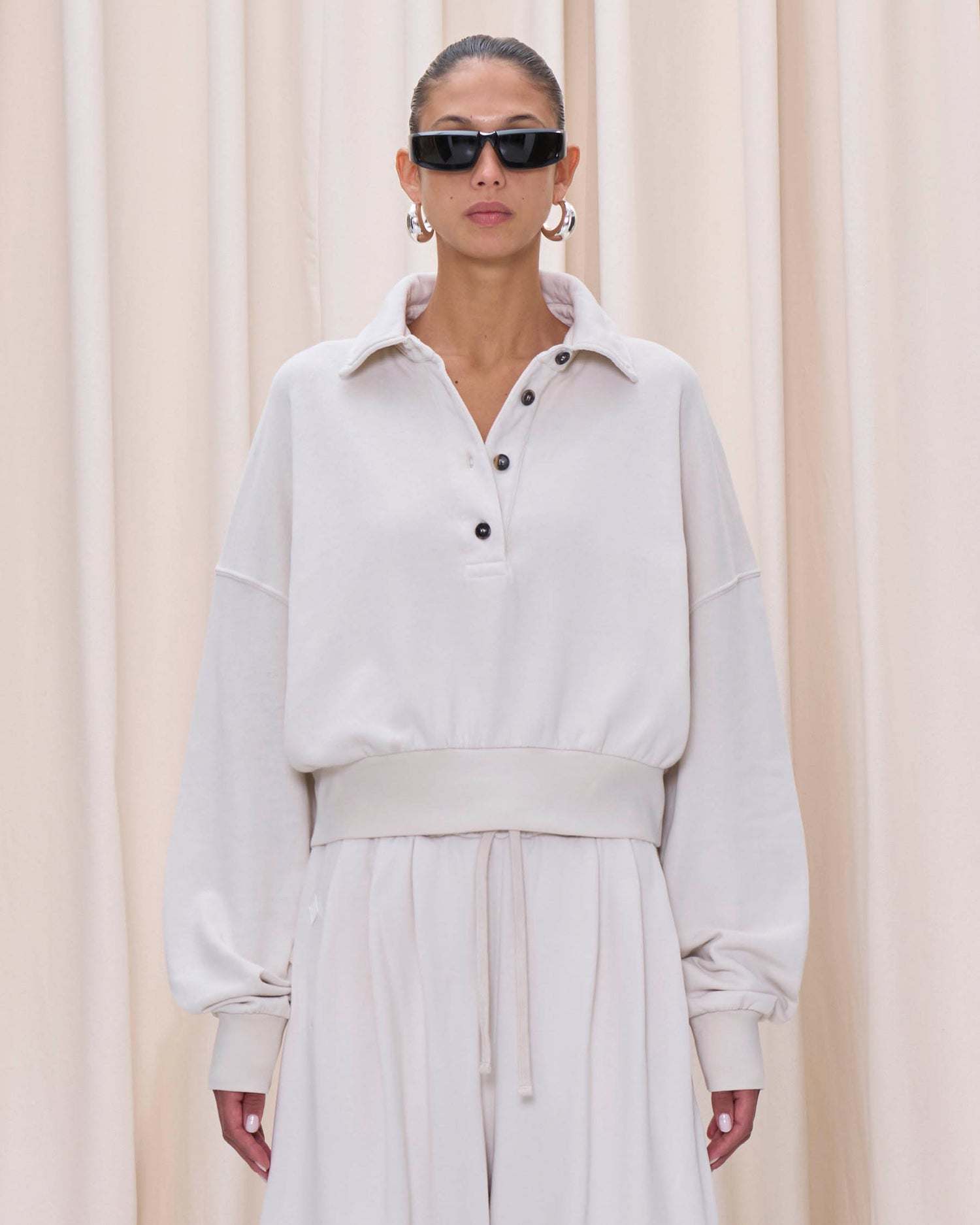 EDIE POLO SWEATSHIRT // ECRU