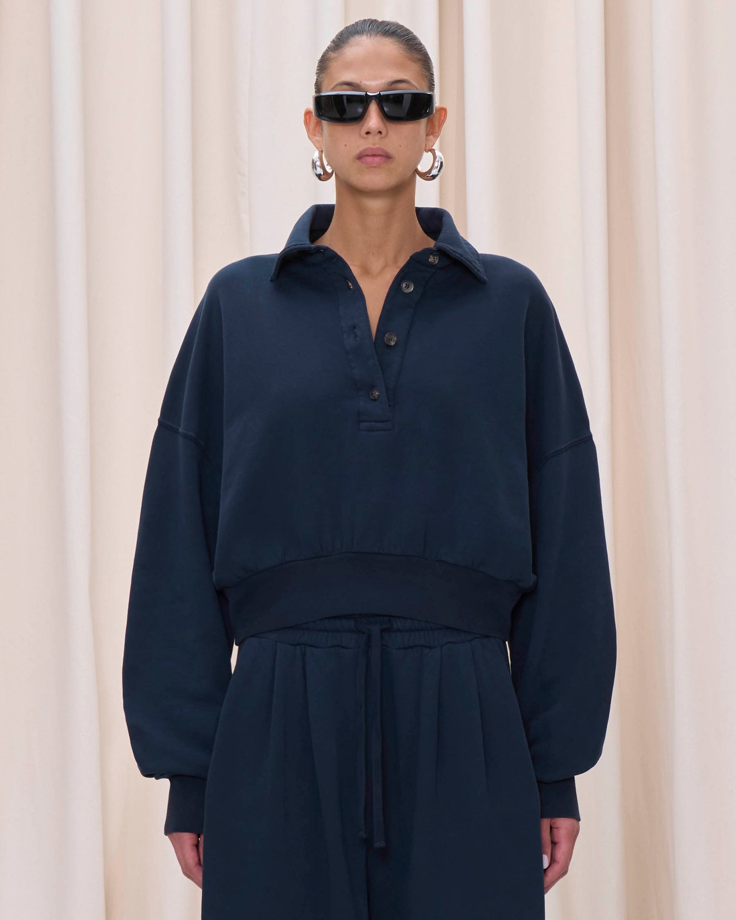 EDIE POLO SWEATSHIRT // NAVY