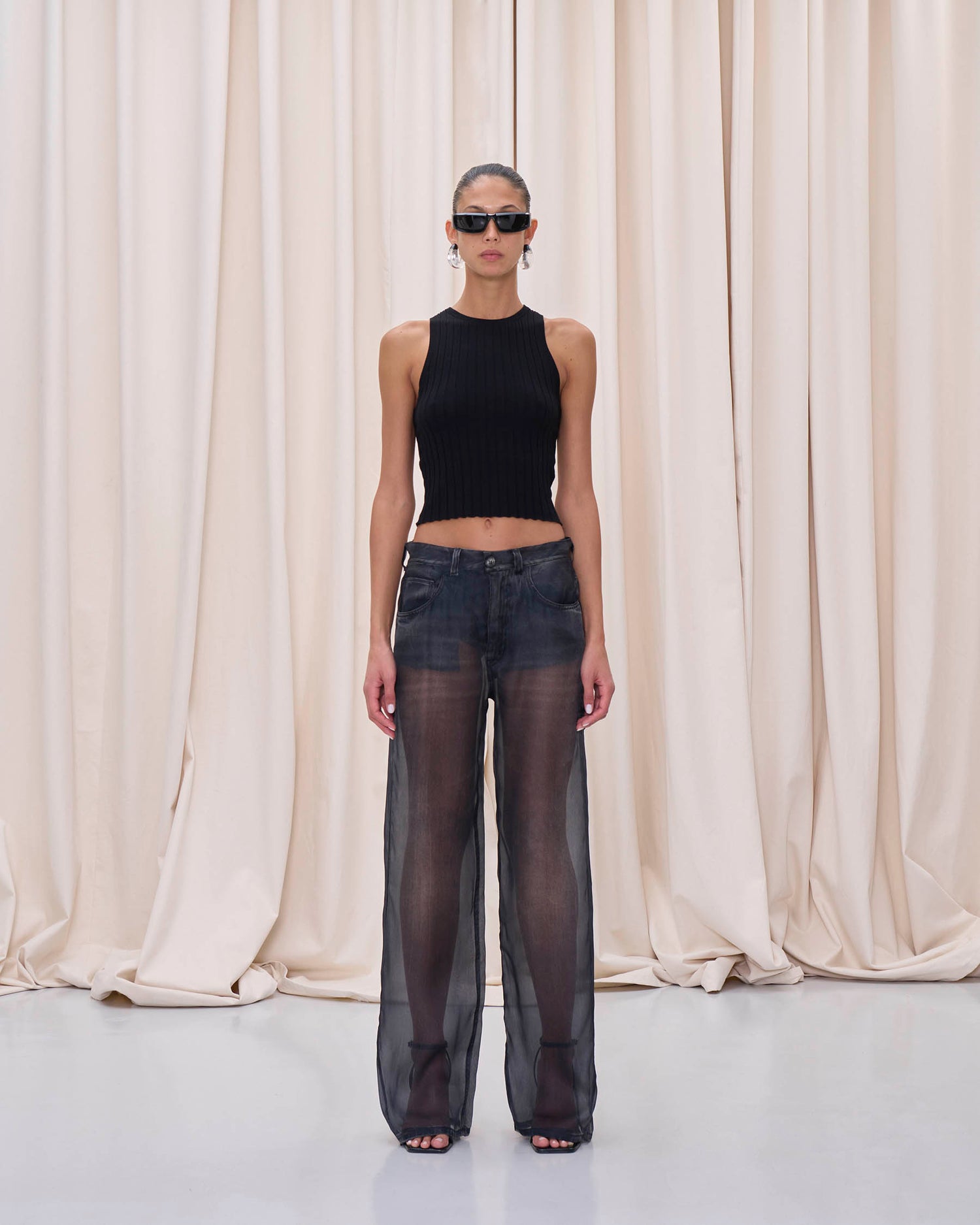 WINONA PANTS // BLACK DENIM PRINT