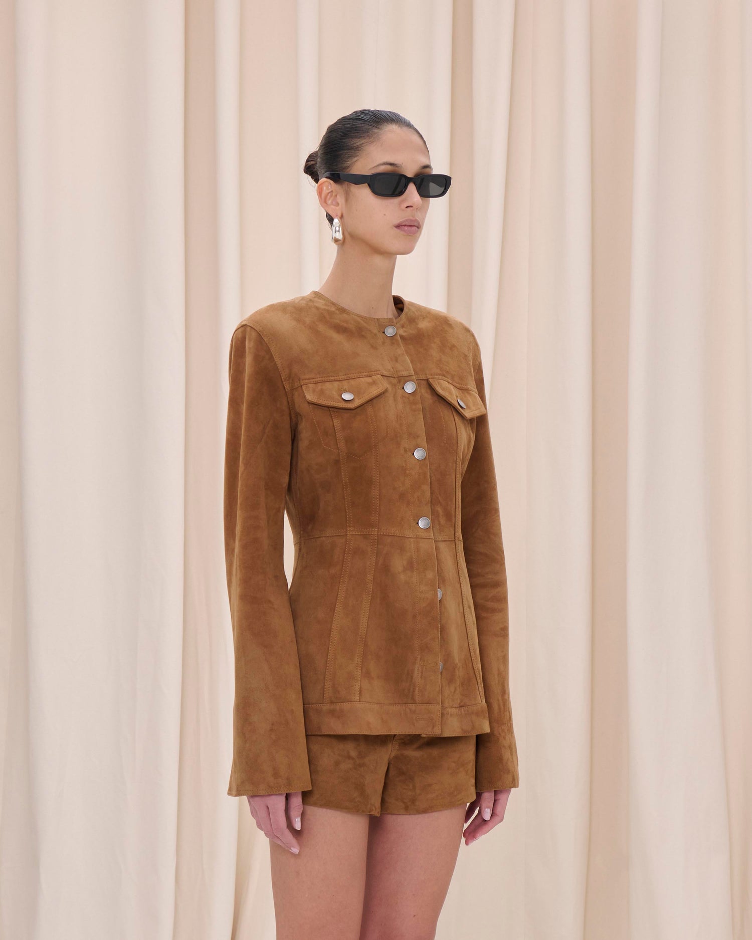 TEMPLE SUDE JACKET // CHOCOLATE