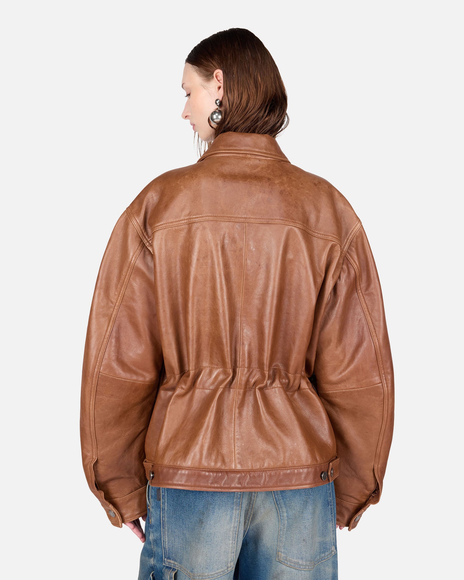 JOCELYN SILKY LEATHER JACKET // BROWN TAN