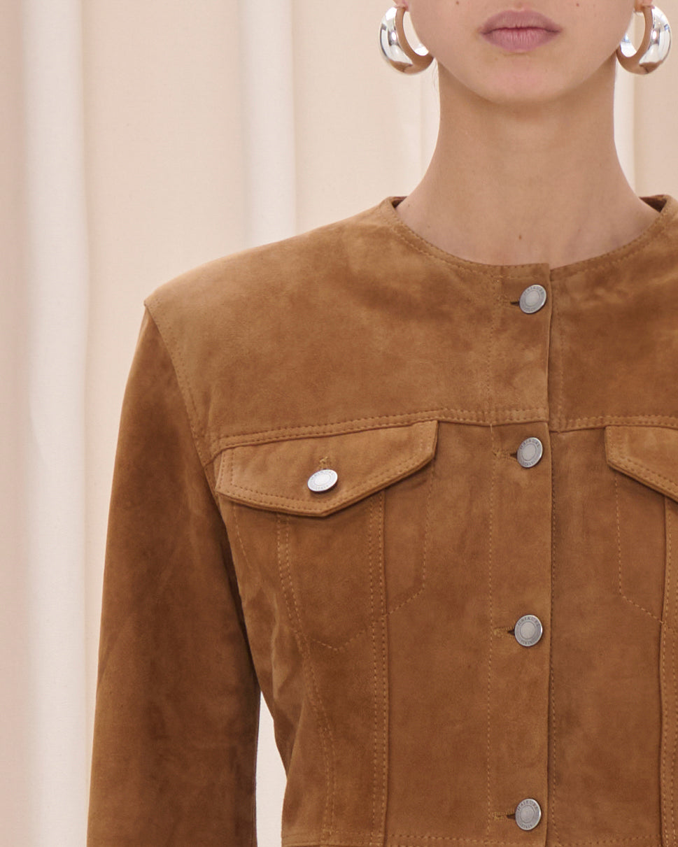 TEMPLE SUDE JACKET // CHOCOLATE