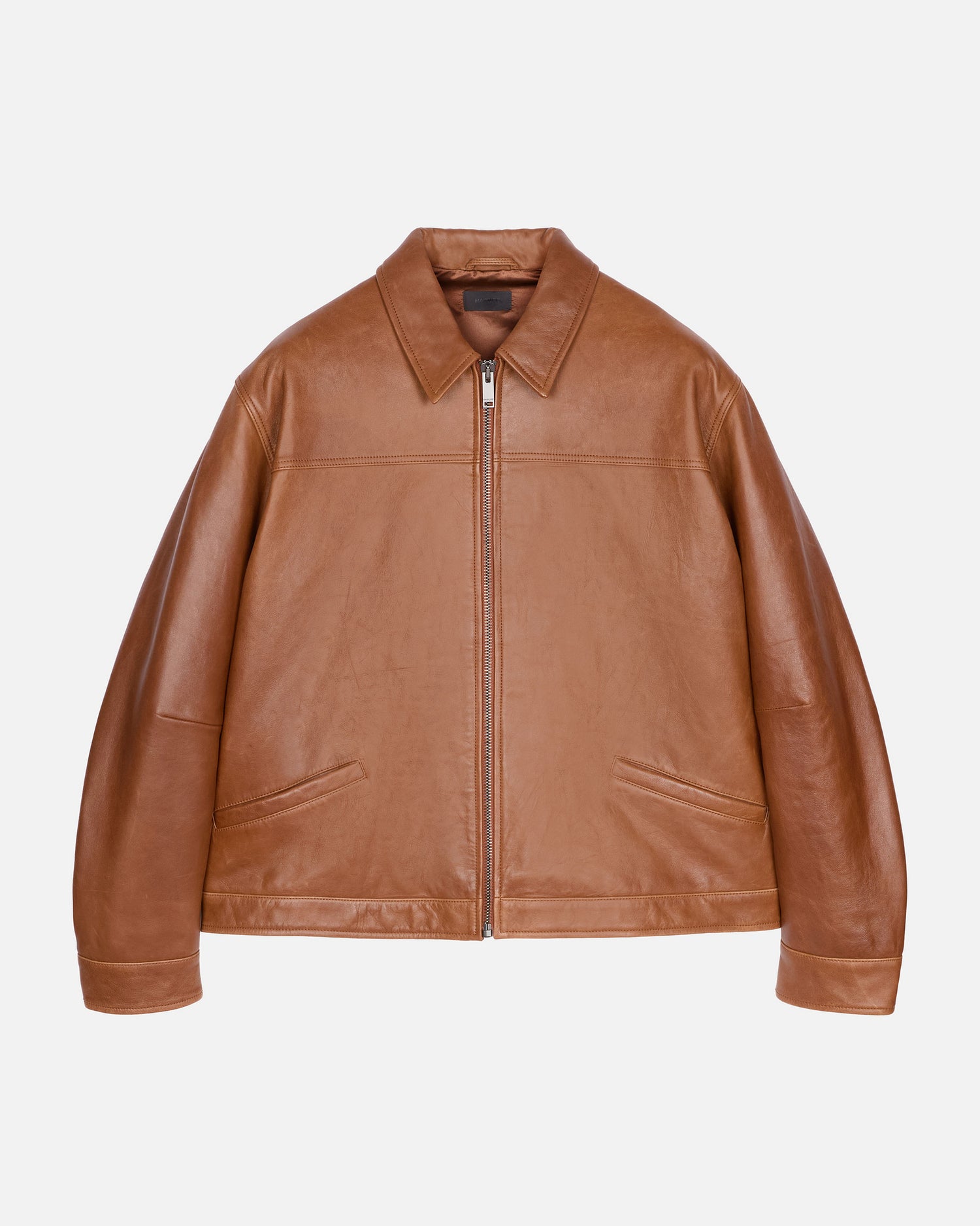 JOCELYN SILKY LEATHER JACKET // BROWN TAN