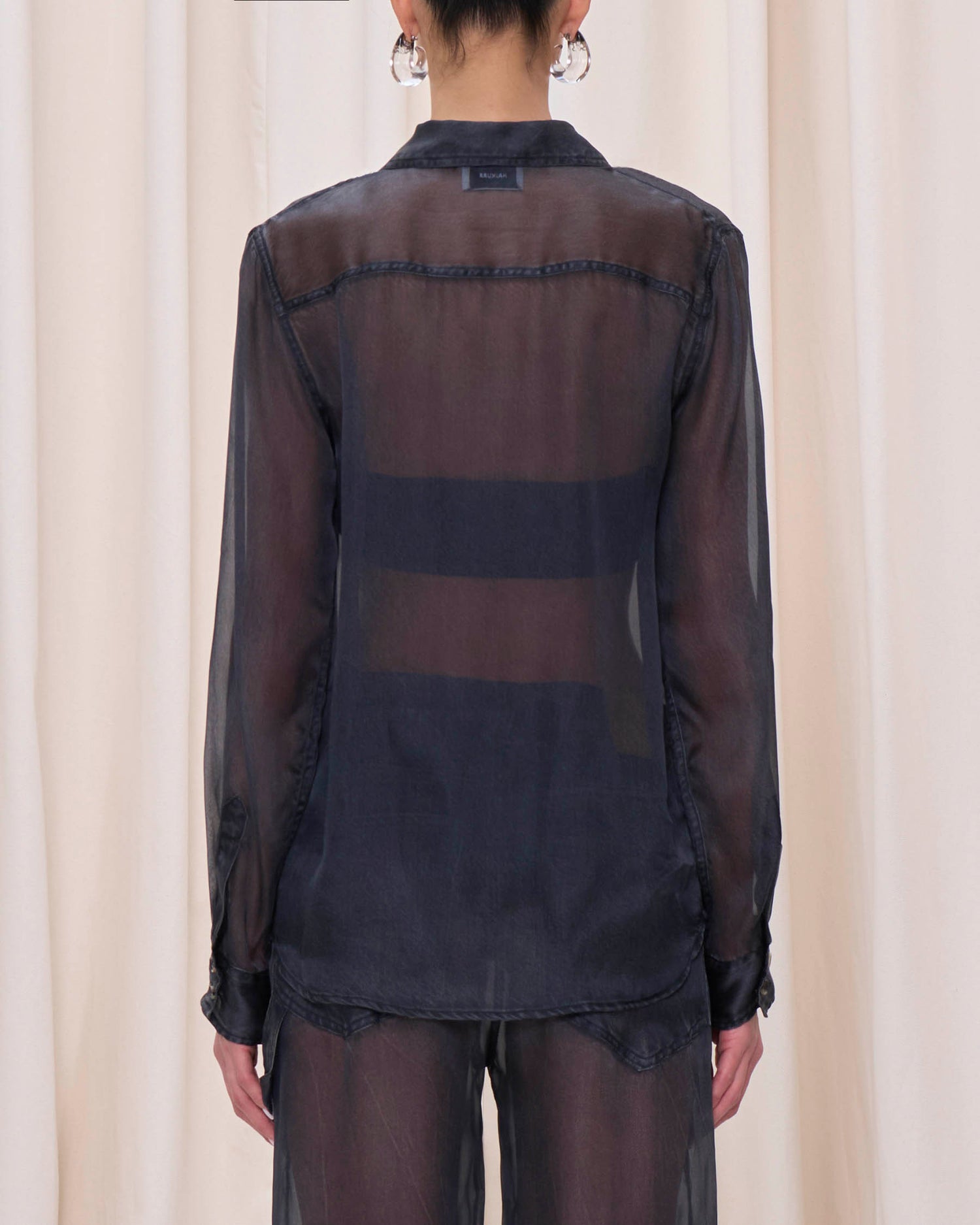 RONDA SHIRT // BLACK DENIM PRINT