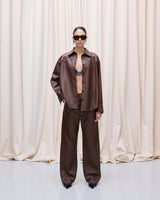 BELTY LEATHER SHIRT // CHOCOLATE