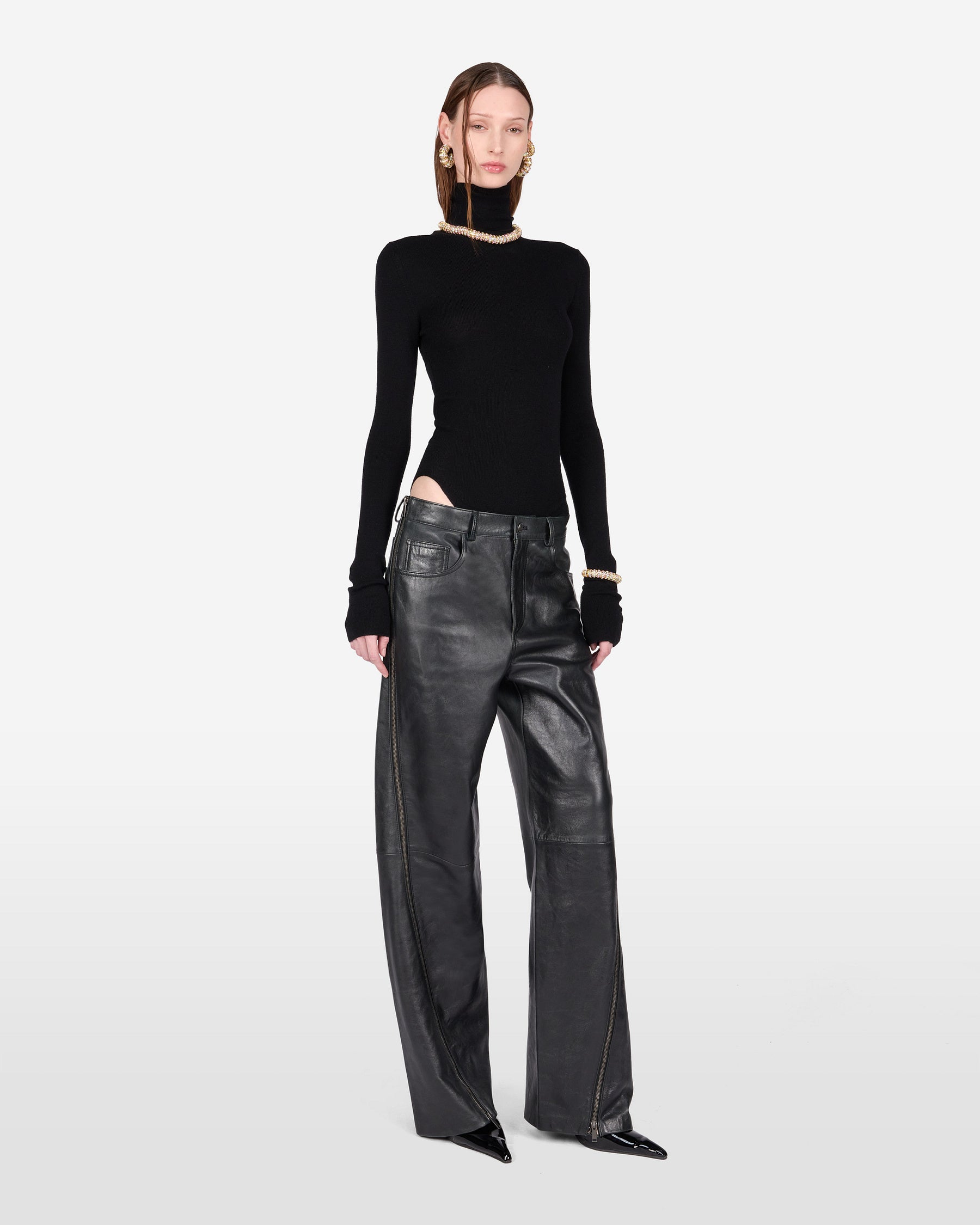 BONNIE ZIP LEATHER PANTS // BLACK – Haikure