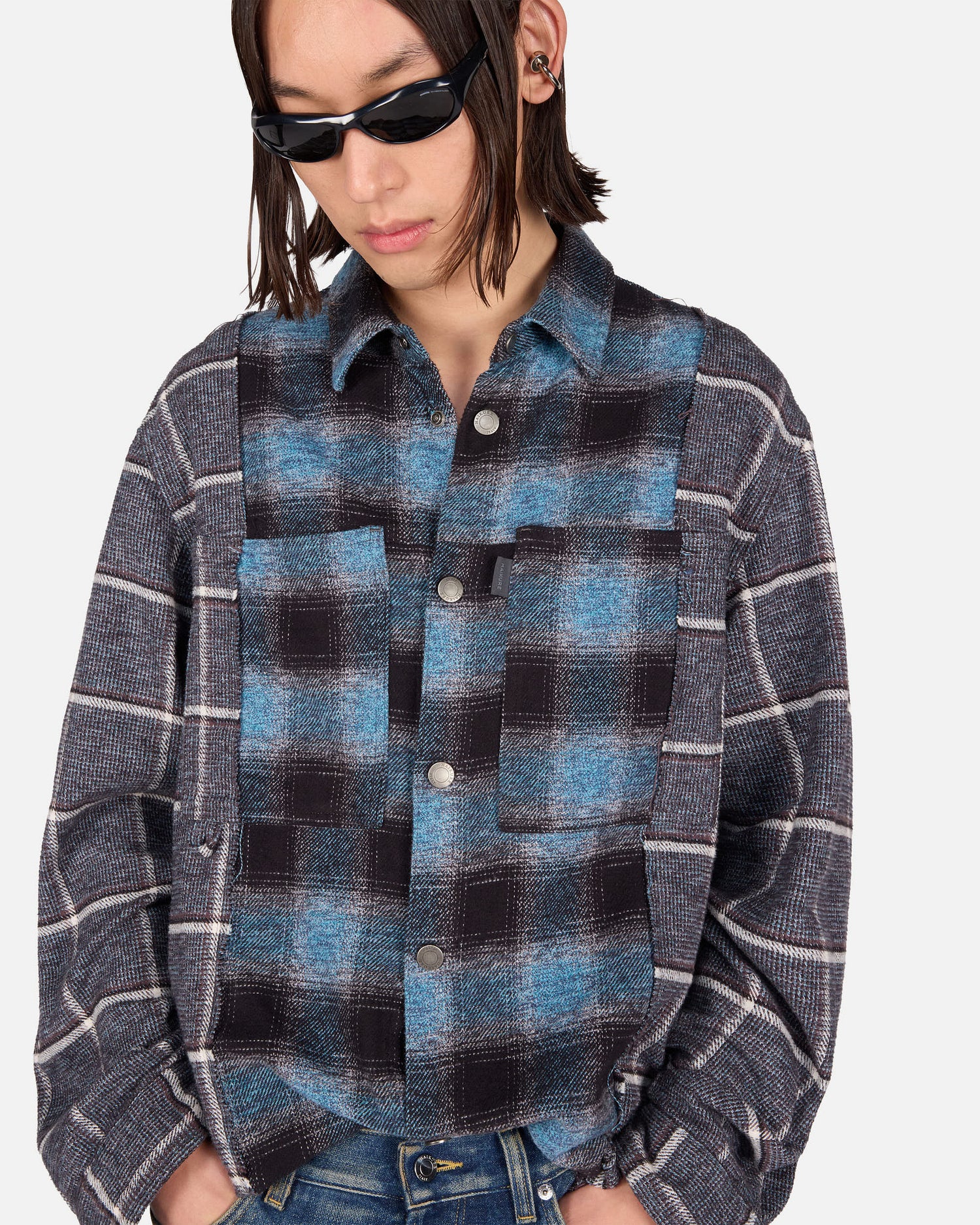 ARNO DOUBLE CHECK SHIRT// CHECK BLACK AND BLUE