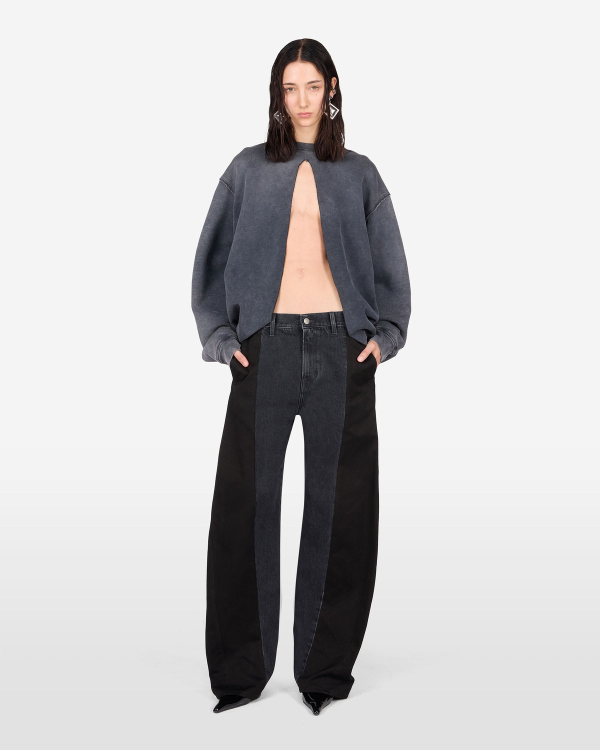 CLYDE DOUBLE DENIM JEANS // USED BLACK