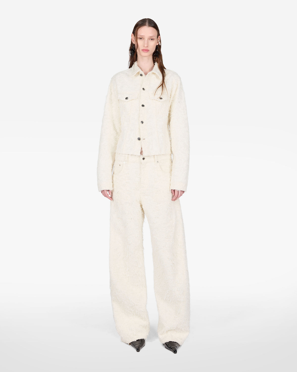 CLYDE FUR DENIM JEANS // OFF WHITE