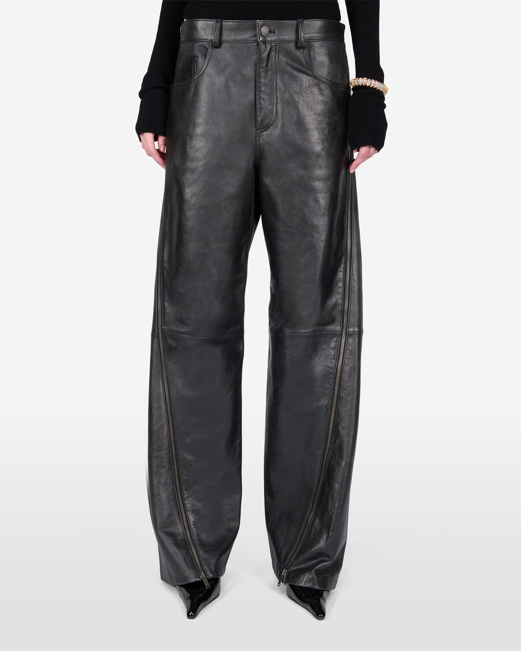 BONNIE ZIP LEATHER PANTS // BLACK – Haikure
