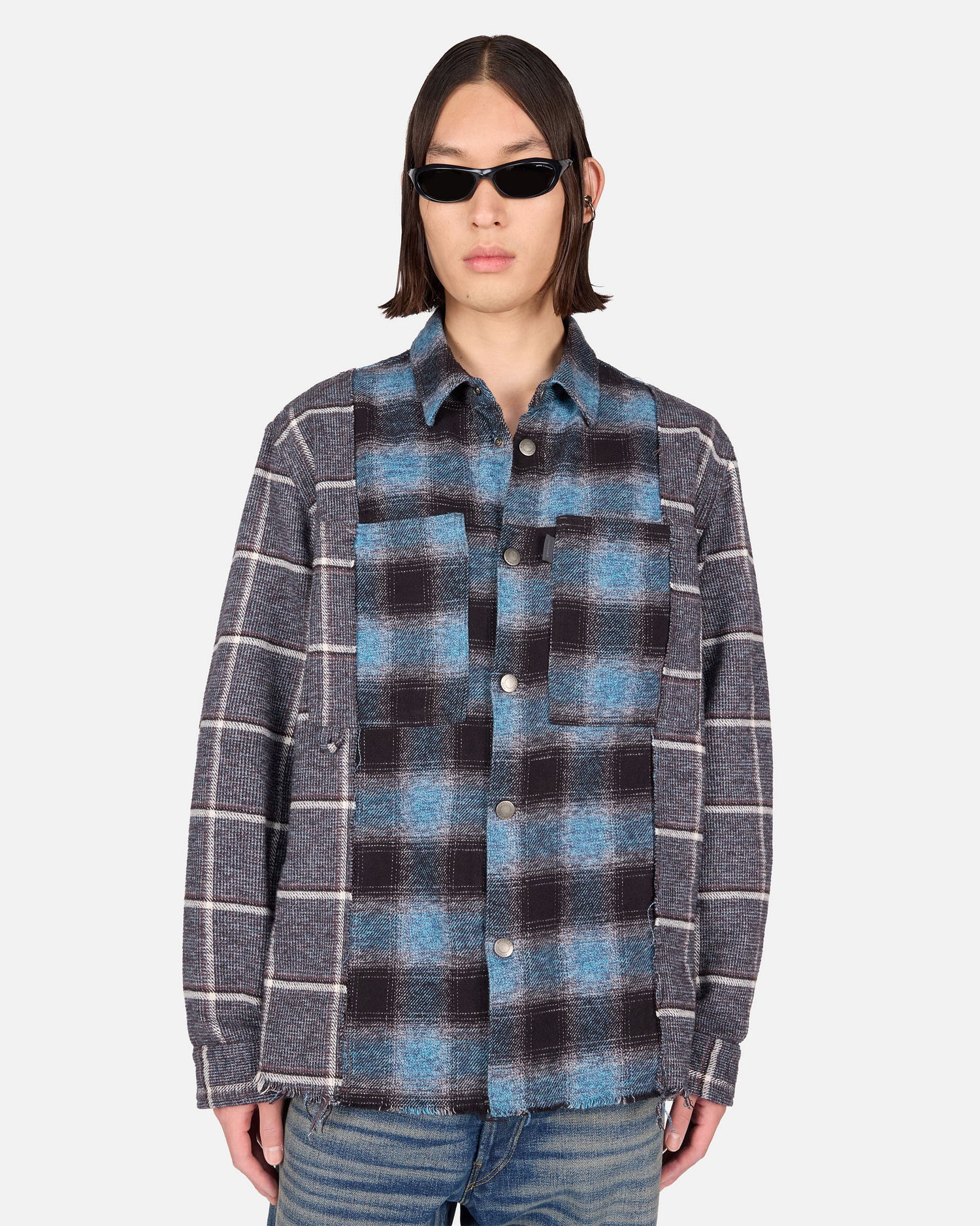ARNO DOUBLE CHECK SHIRT// CHECK BLACK AND BLUE