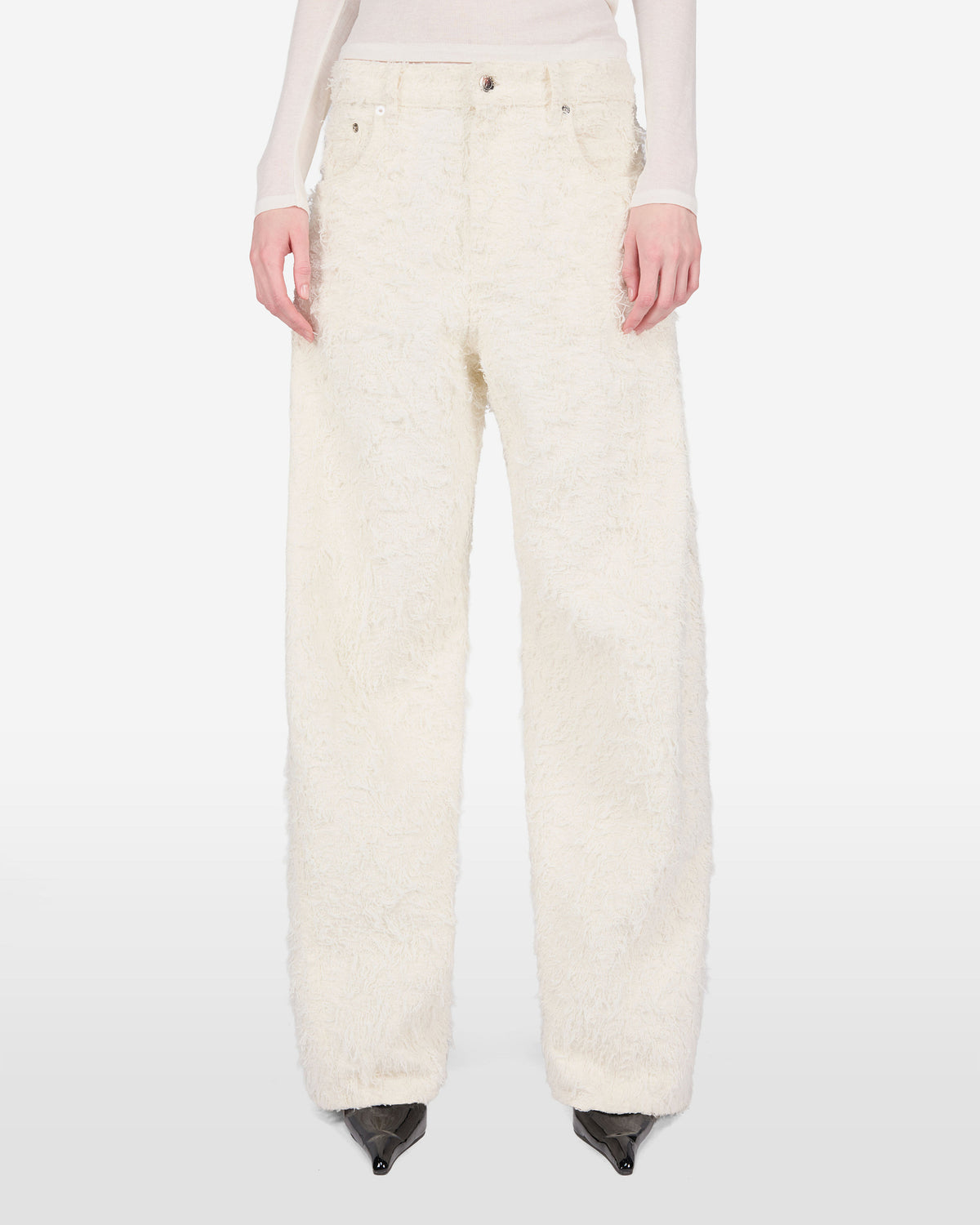 CLYDE FUR DENIM JEANS // OFF WHITE