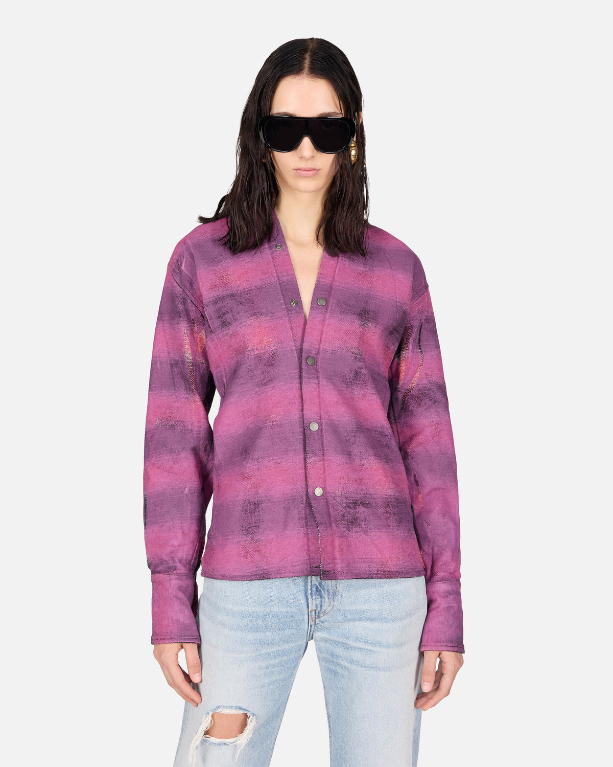 SHONA SHIRT // DIGITAL CHECK BLACK FUXIA