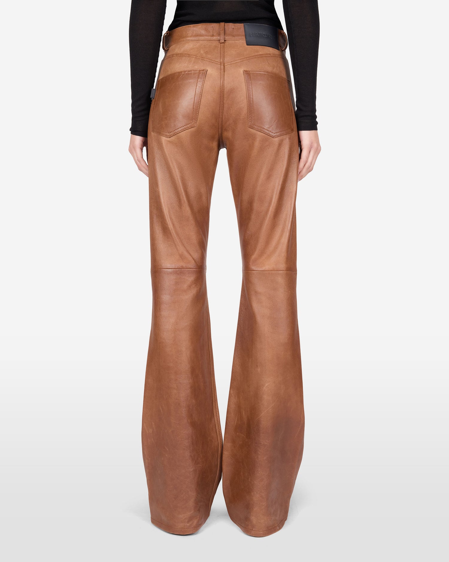 FLORA SILKY LEATHER PANTS // BROWN TAN