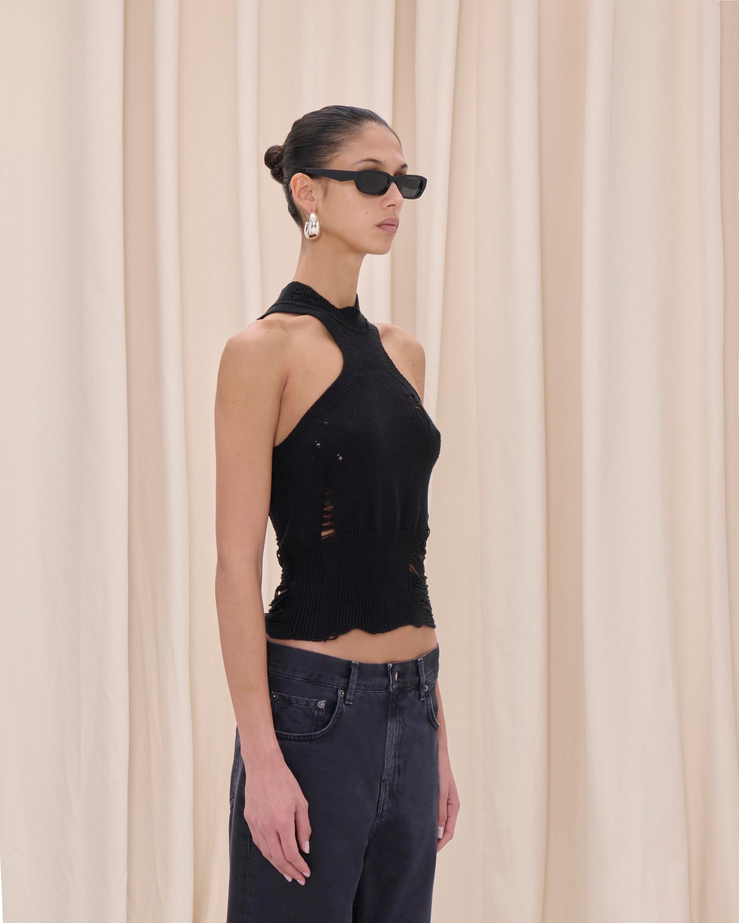 LIZ KNITWEAR TOP // BLACK