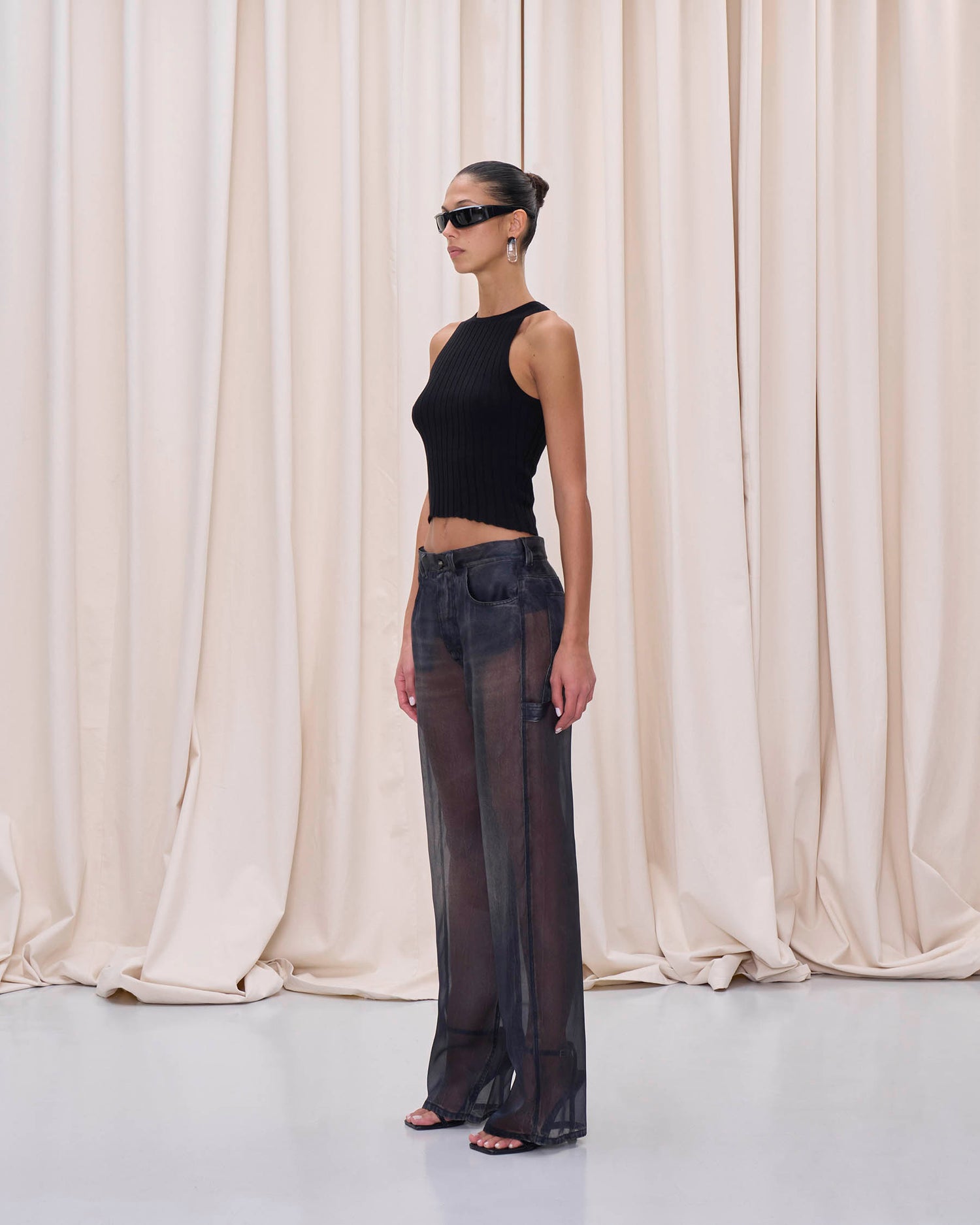WINONA PANTS // BLACK DENIM PRINT