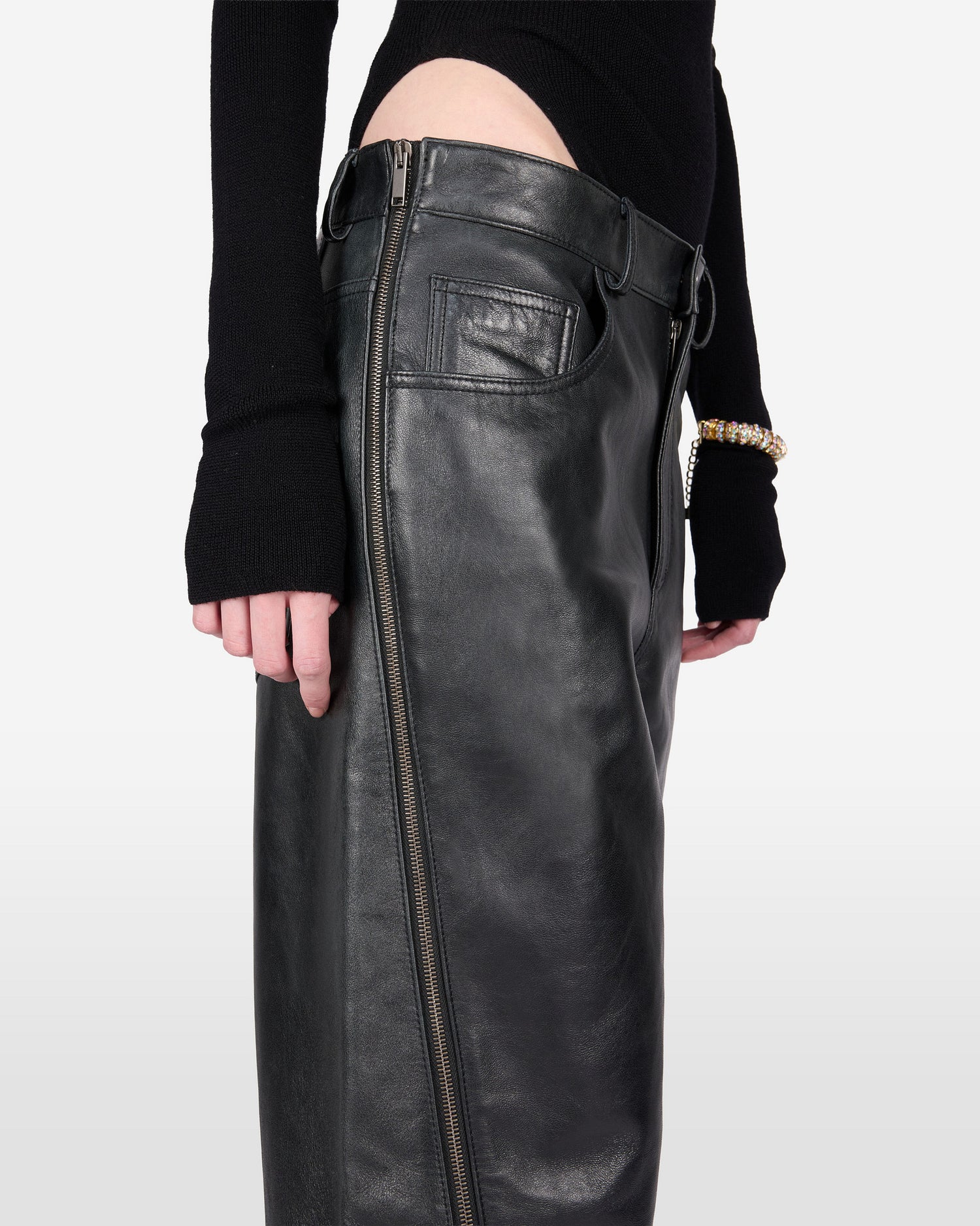 BONNIE ZIP LEATHER PANTS // BLACK