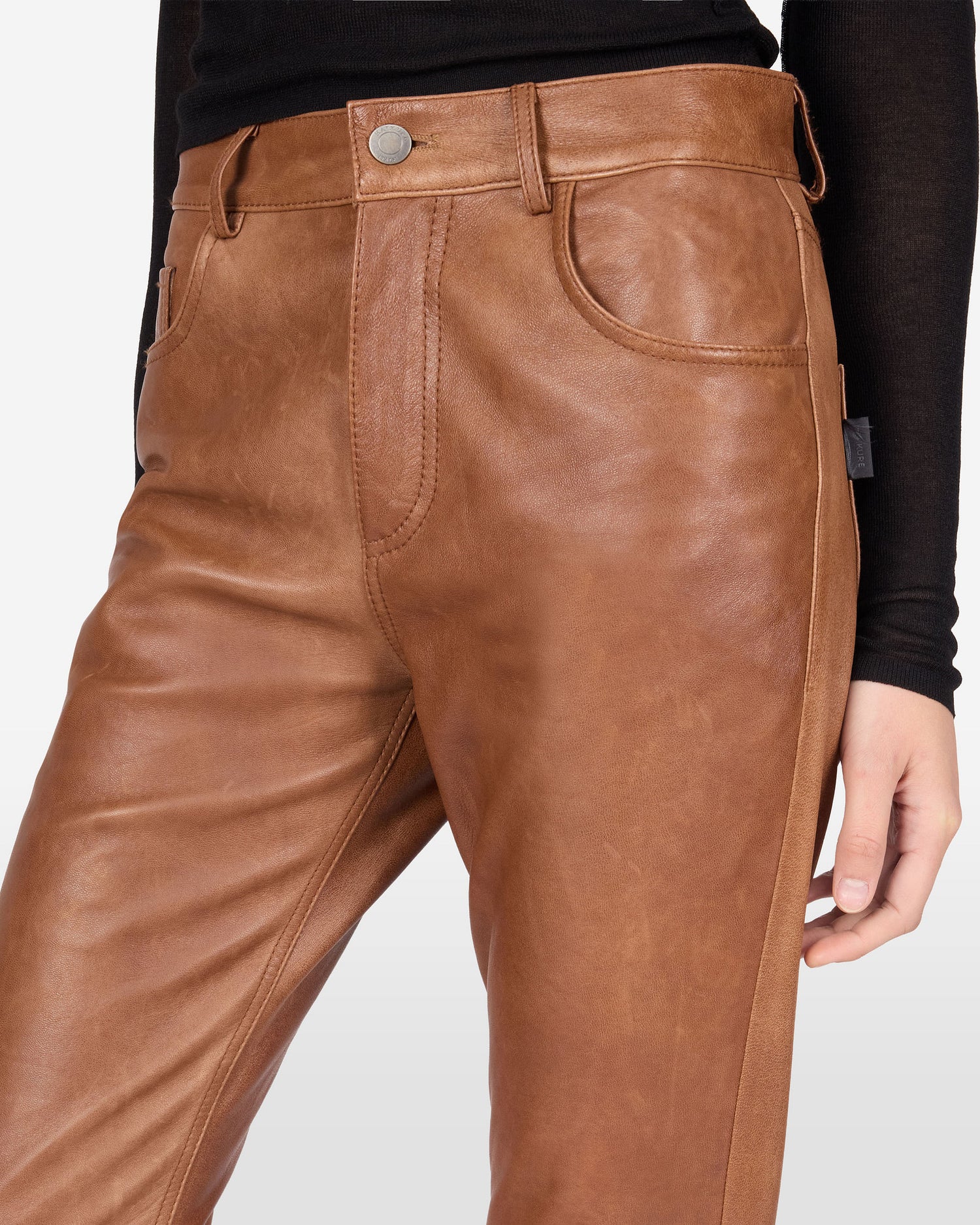 FLORA SILKY LEATHER PANTS // BROWN TAN