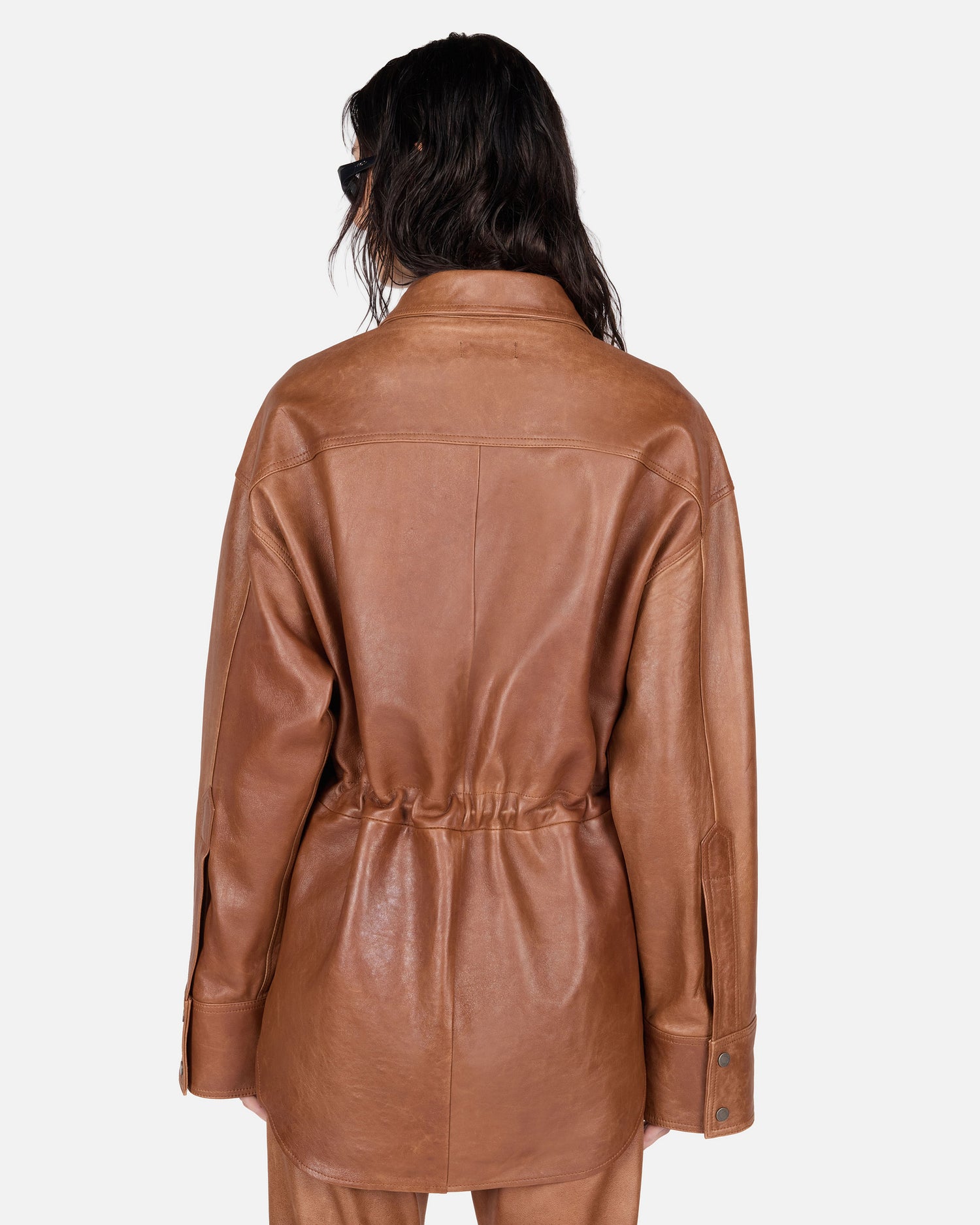 VICTORIA SILKY LEATHER SHIRT // BROWN TAN