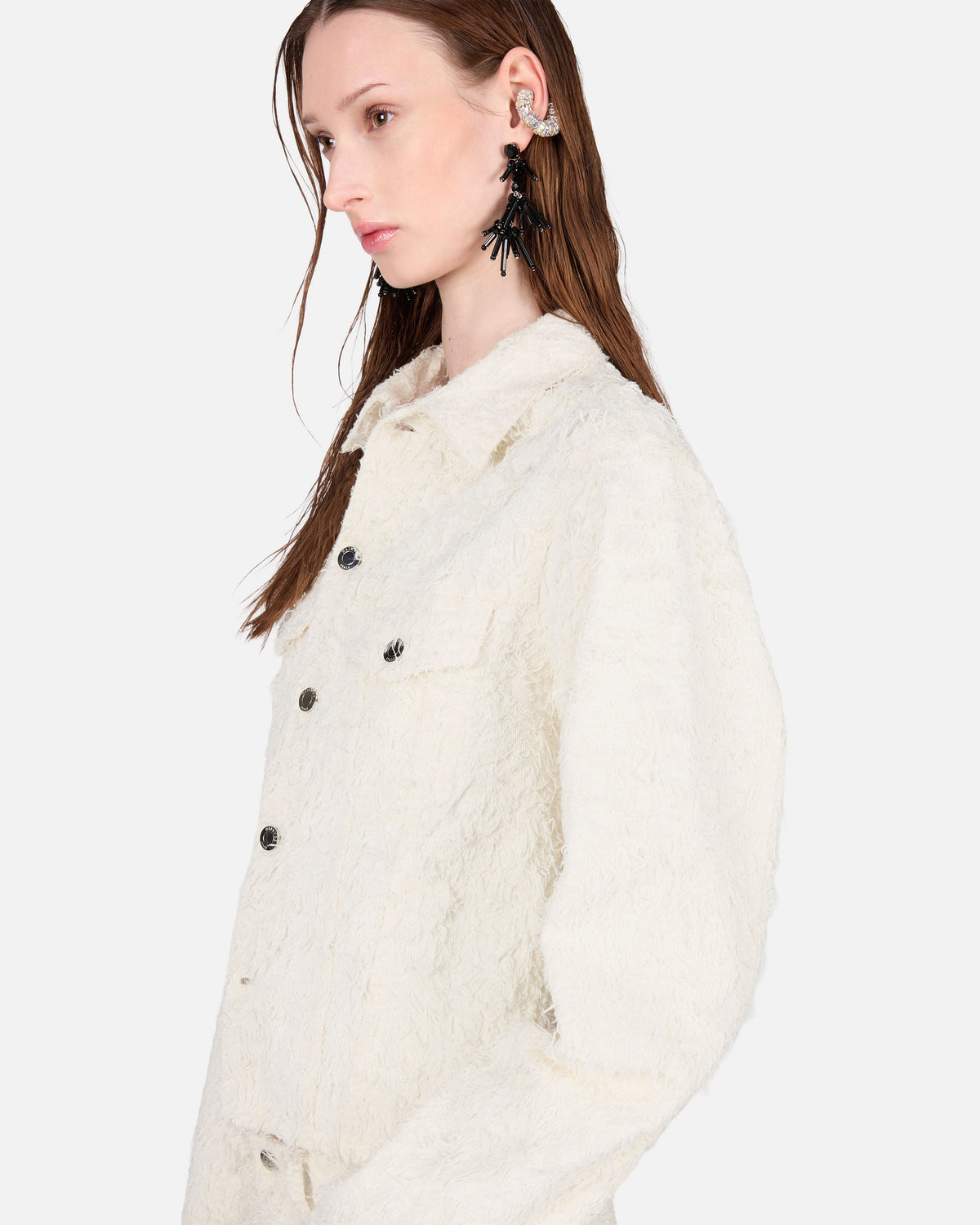 CHERRY FUR DENIM JACKET // OFF WHITE