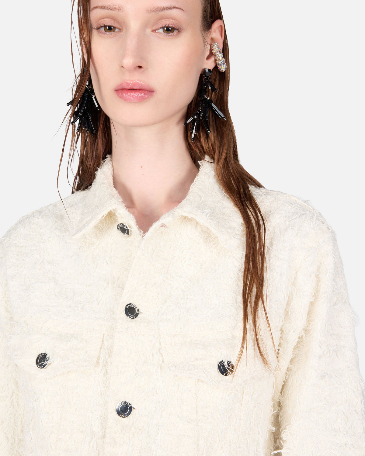 CHERRY FUR DENIM JACKET // OFF WHITE