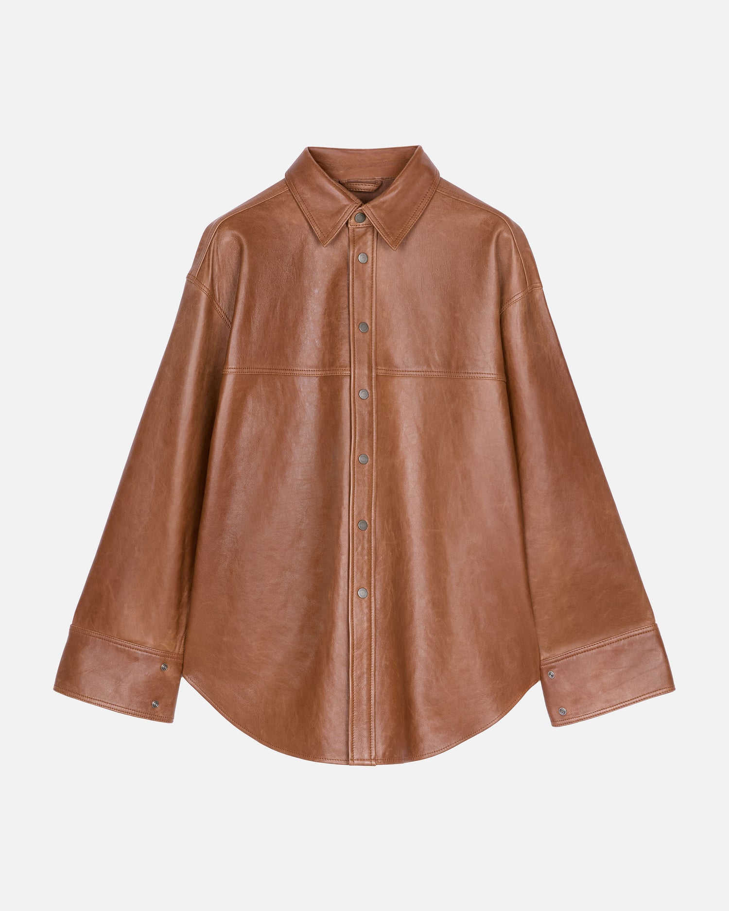 VICTORIA SILKY LEATHER SHIRT // BROWN TAN